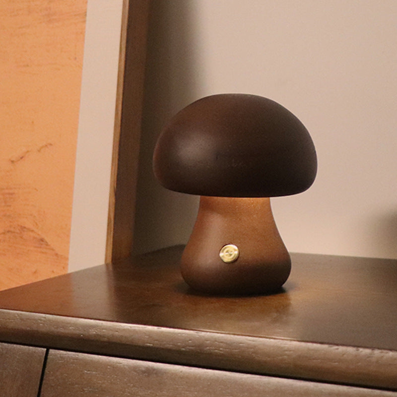 Cute Wooden Mushroom LED Night Light